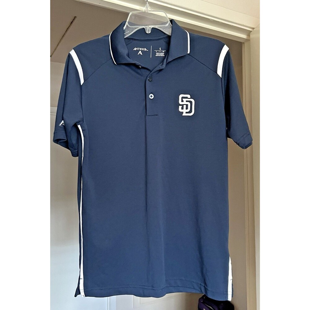 San Diego Padres Antigua Polo Shirt Men’s Size S Navy White Striped MLB Official